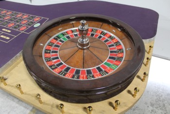 Game, Casino , ROULETTE WHEEL, FIXED/DOES NOT ROTATE - JUST WHEEL, WOOD, BROWN