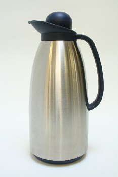 Housewares, Carafe, THERMAL SERVER, BLUE HANDLE & LID, BRUSHED FINISH, STAINLESS STEEL, SILVER