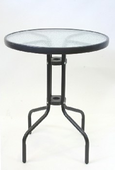 Table, Cafe, ROUND TEXTURED GLASS TOP, PLASTIC, GREY