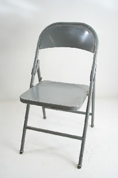 Chair, Folding, GREY METAL, ROUNDED, METAL, GREY
