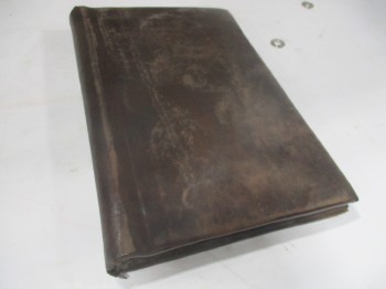 Book, Ledger, Dark Brown Leather Cover And Spine. Plain, BROWN