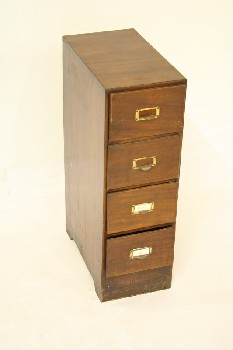 Cabinet, Filing, SMALL, 4 DRAWERS, VERTICAL, AGED, WOOD, BROWN