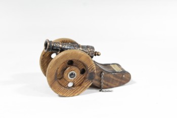 Decorative, Cannon, MINIATURE CANNON, WOOD WHEELS, WOOD, BROWN