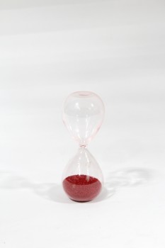 Decorative, Hourglass, SMALL, RED SAND, GLASS, CLEAR