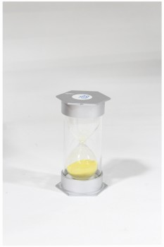Decorative, Hourglass, SMALL, YELLOW SAND, GREY ENDS, 