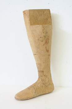 Decorative, Feet, VINTAGE LEG & FOOT FORM,BOOT (LEFT) & SHIN SHAPED , WOOD, BROWN