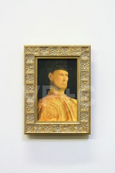 Art, Print, CLEARABLE, PUBLIC DOMAIN, MAN IN ORNATE ROBE, RAISED FLORAL GOLD FRAME, PLASTIC, MULTI-COLORED