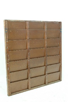 Board, Holder, BOOK / MAGAZINE / FILE ORGANIZER W/3 ROWS OF 6 SLOTS / POCKETS - Dressing Not Included, WOOD, BROWN