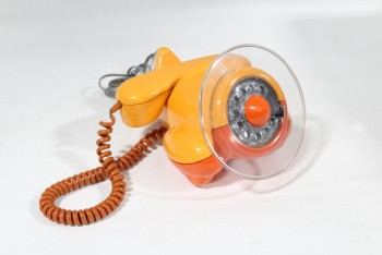 Phone, Rotary, ORANGE AIRPLANE, CLEAR PROPELLER, RETRO, 1970s, PLASTIC, ORANGE