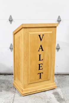 Podium, Valet Parking, VALET, ANGLED TOP - *VALET DECAL MUST BE LEFT ON*, WOOD, BROWN