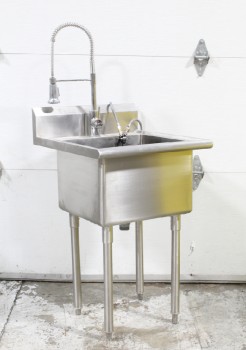 Plumbing, Sink, FREESTANDING, UTILITY, RESIDENTIAL, SQUARE BASIN, 55" W/FAUCET, JUST SINK IS 39",, STAINLESS STEEL, GREY