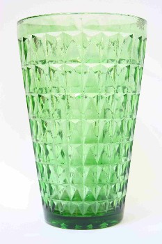 Vase, Flower, CUT GLASS TEXTURE,TAPERED, GLASS, GREEN