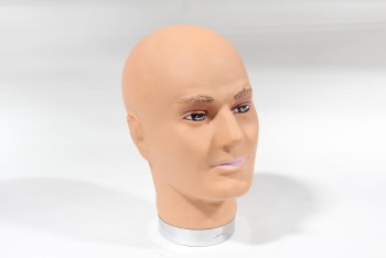 Store, Mannequin, HAIRDRESSER/SALON/COSMETOLOGY, PRACTISE/TRAINING/DISPLAY MANNEQUIN HEAD, NO HAIR/BALD, WHITE MALE, PLASTIC, WHITE