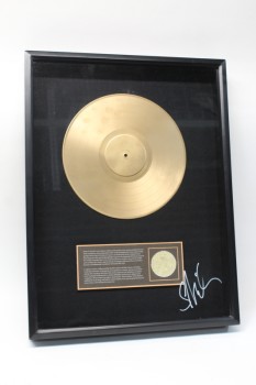 Wall Dec, Award, CLEARABLE, RECORDING INDUSTRY GOLD RECORD ALBUM W/SIGNATURE ON GLASS IN WHITE, VINYL, GOLD