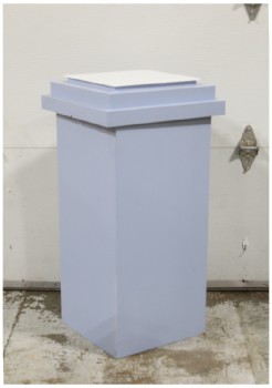Plinth, Wood, PLAIN PEDESTAL W/STEPPED TOP & WHITE SURFACE (CAN BE WIRED TO LIGHT UP), DISPLAY COLUMN FOR MUSEUM / GALLERY ETC., LIGHT BLUE / PURPLE / LILAC, WOOD, BLUE
