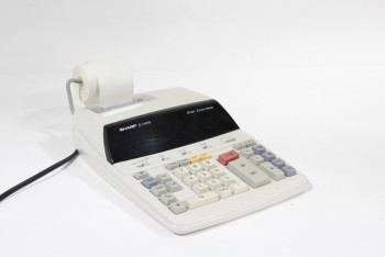 Desktop, Calculator, DIGITAL ADDING MACHINE W/PAPER ROLL, PLASTIC, WHITE