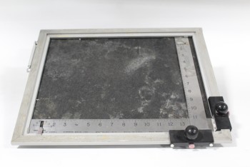 Photography, Miscellaneous, VINTAGE ENLARGER TRAY/FRAME W/ADJUSTABLE RULERS, AGED, METAL, BLACK