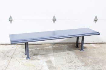 Bench, Misc, 6FT, RECTANGULAR, BAR ATTACHED ON 1 SIDE FOR PRISONER / HANDCUFFS / INTERROGATION, BOLTABLE LEGS, HEAVY DUTY, METAL, GREY