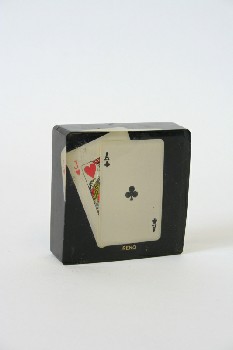 Decorative, Paperweight, 2 PLAYING CARDS, BLACK BACKGROUND, 