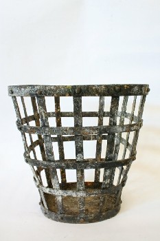 Brazier, Miscellaneous, METAL BANDS, SOLID BOTTOM, OPEN TOP, TAPERED, VERY AGED, RUSTY, IRON, BLACK
