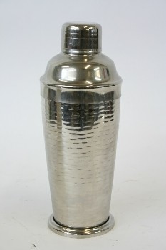 Bar, Tool, MARTINI/COCKTAIL SHAKER, PATTERN OF HORIZONTAL LINES, ROUNDED TOP, METAL, SILVER