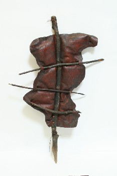 Meat, Fish (Fake), NATIVE,FISH (SALMON) DRYING ON STICK, LEATHER, BROWN