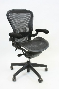 Chair, Office, AERON, ERGONOMIC, WOVEN MESH SEAT/BACK, ROLLING, PLASTIC, GREY