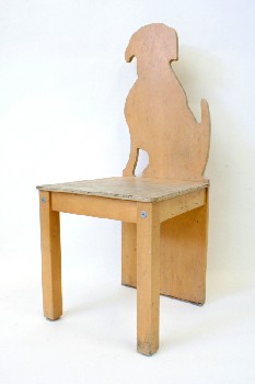 Chair, Child's, SEAT BACK IS CUTOUT SILHOUETTE OF PUPPY DOG, WOOD, BROWN