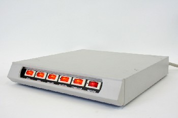 Electronic, Box , COMPUTER POWER SURGE BOX W/ORANGE & RED SWITCHES, LIGHTS UP, METAL, GREY