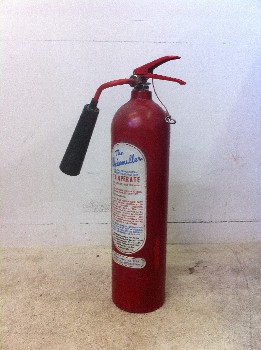 Fire, Extinguisher, CO2 / CARBON DIOXIDE FOR ELECTRICAL FIRES, BLACK RUBBER NOZZLE, METAL, RED