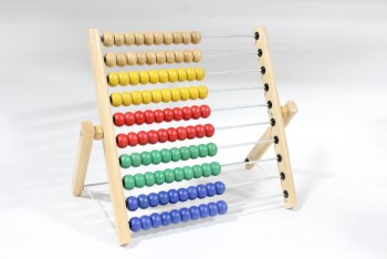 Decorative, Abacus, TOY ABACUS, COUNTING FRAME, FOLDING WOOD FRAME, WOOD, MULTI-COLORED