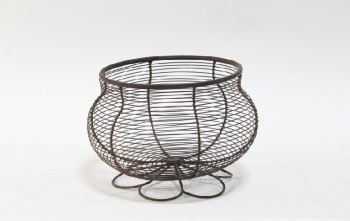 Basket, Wire, ANTIQUE WIRE BASKET FOR EGGS, METAL, GREY