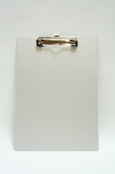 Office, Clipboard, LETTER SIZE W/ SILVER CLIP, SCRATCHED, AGED, METAL, GREY