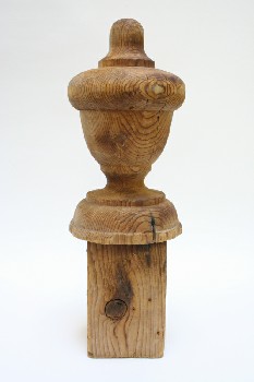 Decorative, Shapes, DECORATIVE POST CAP, FINIAL, ROUND, WEATHERED, WOOD, NATURAL
