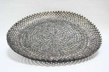 Decorative, Tray, BUTTONS THREADED TOGETHER,ROUND PLATTER-LIKE, PLASTIC, GREY