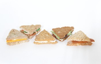 Food, Appetizer (Fake), FAKE APPETIZER, FINGER FOOD, HORS D'OEUVRE, SINGLE REALISTIC SMALL TEA SANDWICH, TRIANGLES, CUT CRUSTS, ASSORTED, ALL 2-3.5