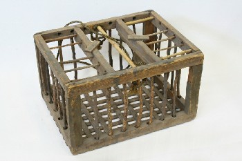 Cage, Wood, RUSTIC WOOD CAGE, AGED - Condition Not Identical To Photo, WOOD, BROWN