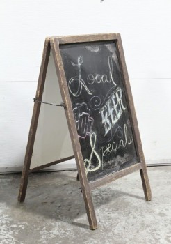 Sign, Sandwich Board, DRAGON & MOUNTAIN GRAPHICS, ASIAN LETTERING, AGED, 1 LATCH ON SIDE - May Not Be Identical To Photo, WOOD, BROWN