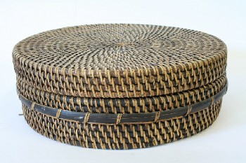 Basket, Decorative, ROUND,WRAPPED,W/LID , STRAW, NATURAL