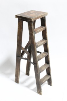 Ladder, Wood, SMALL, MINIATURE, CHILD OR ELF SIZED, 5 STEPS ON 1 SIDE, WOOD, BROWN