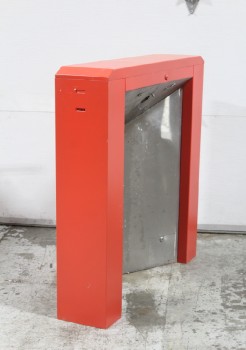 Turnstile, Unit, RED COVERED END POST CHIASSIS FOR TURNTILE UNIT, INSET METAL PANEL, FREESTANDING, TRAFFIC / CROWD CONTROL, METAL, RED