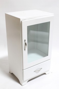 Medical, Cabinet, GLASS DOOR, 1 DRAWER, WOOD, WHITE