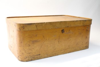 Box, Storage, ANTIQUE, W/LID, ROUNDED CORNERS, AGED, WOOD, BROWN
