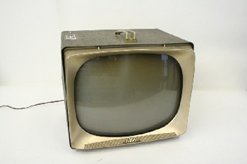 Video, TV, OLD STYLE, DIALS ON SIDE, HANDLE, VINTAGE, PLASTIC, GREY