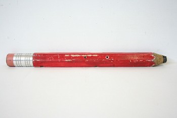 Decorative, Pencil, OVERSIZED PENCIL,AGED , WOOD, RED