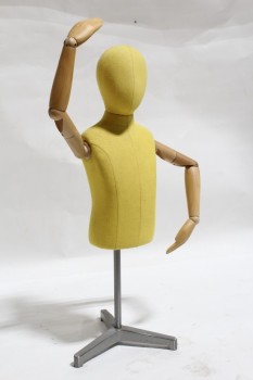 Store, Mannequin, CHILD MANNEQUIN,FABRIC BODY,3 LEG STAND,MOVABLE ARMS & HEAD , FABRIC, YELLOW