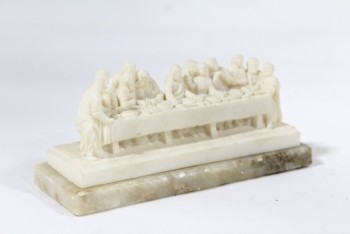 Religious, Figurine, RECTANGULAR BASE, THE LAST SUPPER , ALABASTER, OFFWHITE