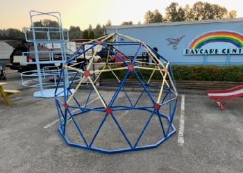 Playground, Miscellaneous, 6.5FT TALL & 8x8FT WIDE GEO DOME SHAPED CLIMBER / JUNGLE GYM - **Original Finish, This Item Is Not Allowed To Be Painted**, METAL, BLUE