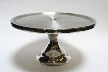 Housewares, Cake/Pie Stand, STAND W/BRUSHED FINISH TOP, DISPLAY OR SERVING PEDESTAL, METAL, SILVER