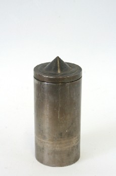 Industrial, Smalls, INDUSTRIAL CYLINDER W/POINTED TOP, METAL, GREY